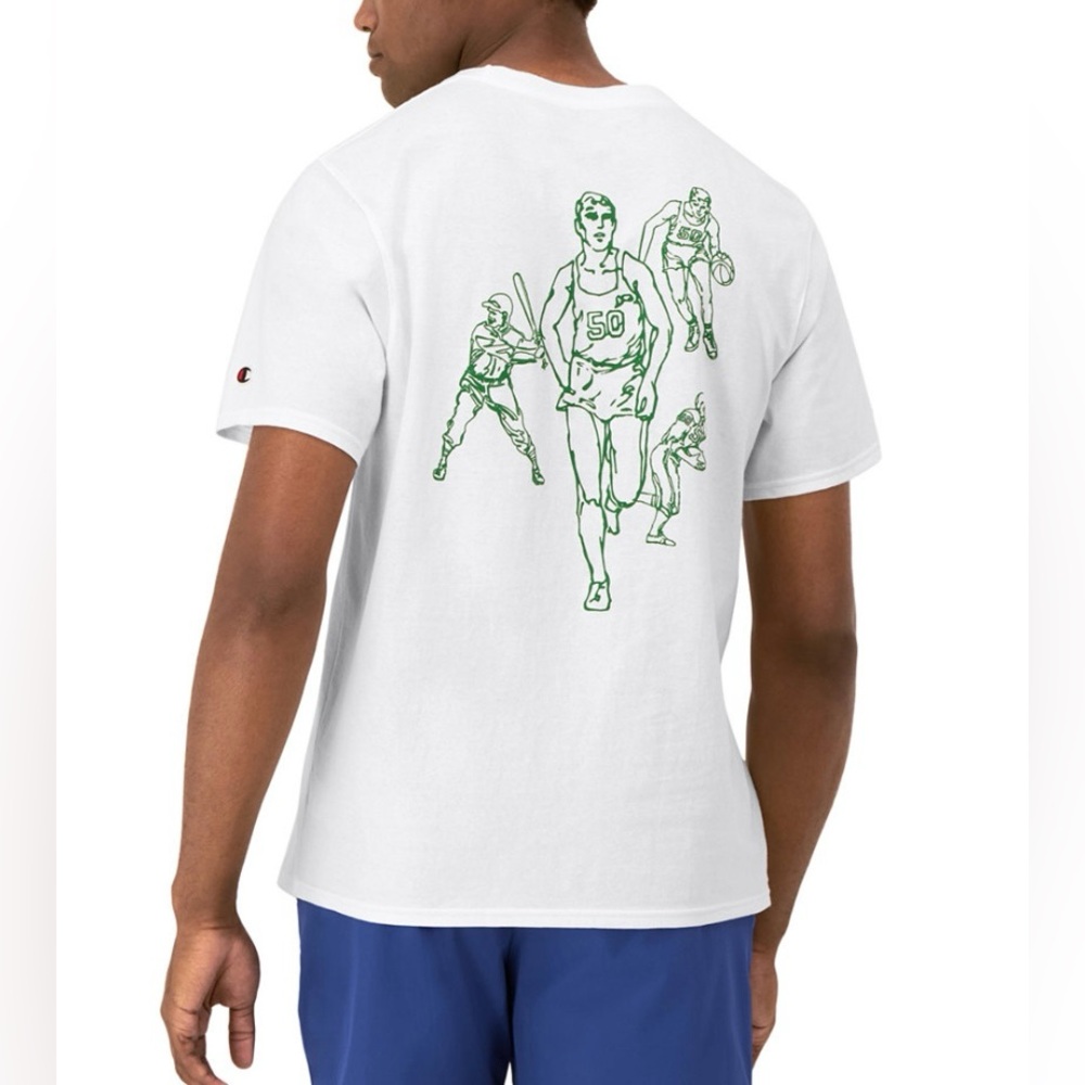 Champion Men's Classic Logo Graphic T-Shirt White- NWT - Picture 1 of 4